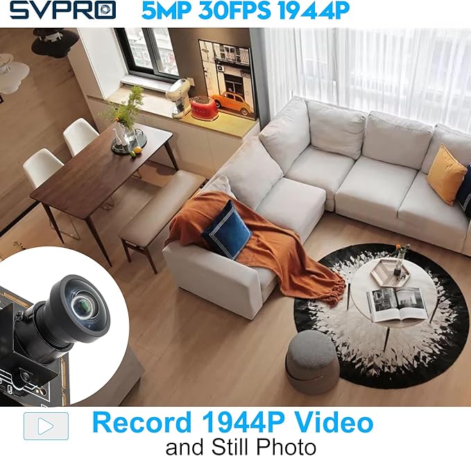 SVPRO 5MP 30FPS USB Camera Module with M12 Lens 120 Degree Wide Angle Webcam Board IMX335 Low Light Computer Vision Industrial Camera for PCRaspberry Pi Jeston Nano