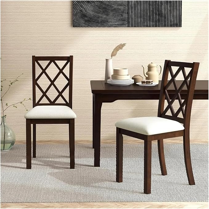 Adjustable Office Computer Chair with Armrest 1pcs Wooden Armless Kitchen Dining Chairs Rubber Wood Legs Max Load 400Lbs