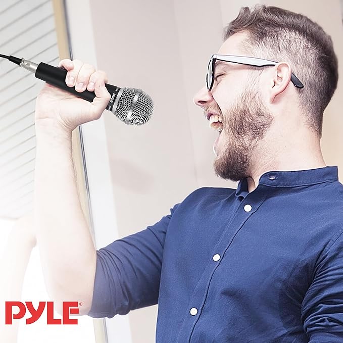 Pyle Professional Dynamic Microphone - 8-Pack Unidirectional Handheld Mic with Built-in Pop Filter High Signal Output 15 ft. XLR Audio Cable Ideal for Stage Karaoke &amp Studio Performances