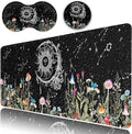 Desk Pad Extended Large Mouse Pad with Stitched Edges (31.5X11.8In) Ergonomic Mouse Wrist Rest Waterproof Computer Keyboard Mouse Mat Wildflowers Butterfly Starry Sky XXL Black Gaming Mouse Pad