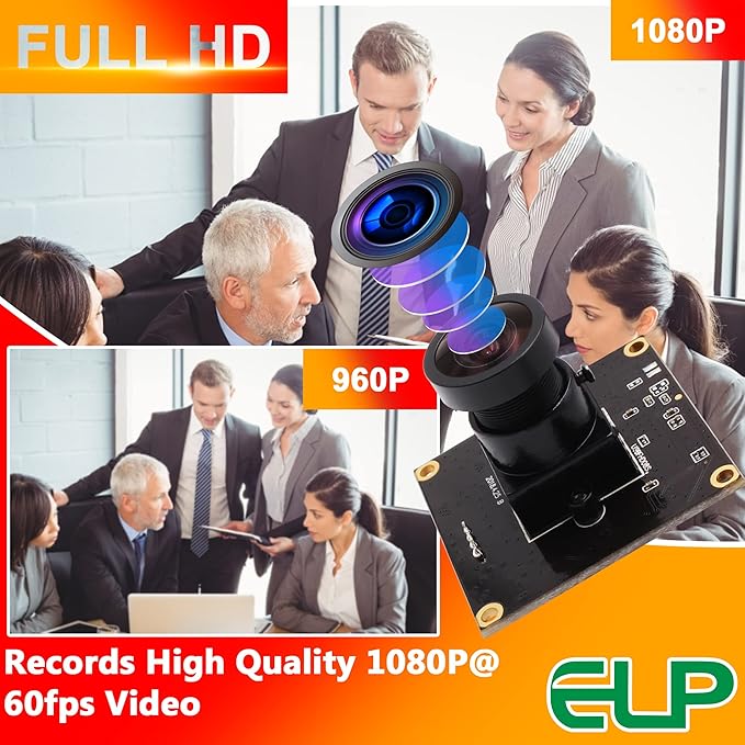 ELP USB Camera with 2.9mm Wide Angle Lens - 1080P Webcam 260FPS@360P 120FPS@720P 60FPS@1080P - Windows Mac Linux Android