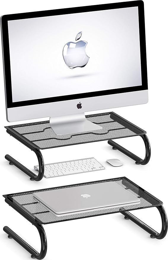Simple Houseware Mesh Monitor Stand Riser Black 2 Pack