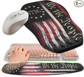 2-in-1 Ergonomic Set Wave Keyboard Wrist Rest and Massage Slope Mouse Pad Wrist Support Rebound Memory Foam for Relieve Carpal Tunnel Syndrome and Wrist Pain (Flag)