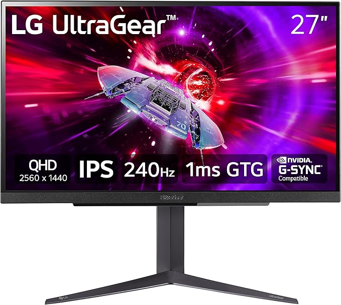 LG 27 Ultragear QHD (2560x1440) Gaming Monitor 240Hz 1ms VESA DisplayHDR 400 Black (Renewed)