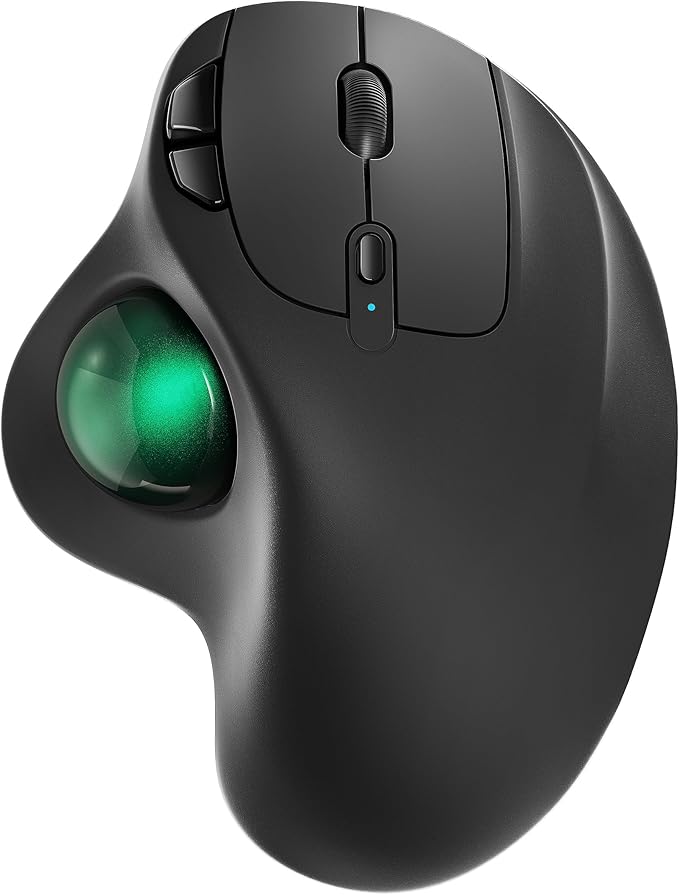 Nulea M501 Wireless Trackball Mouse Rechargeable Ergonomic Easy Thumb Control Precise &amp Smooth Tracking 3 Device Connection (Bluetooth or USB Receiver) Compatible for PC Laptop Mac Windows