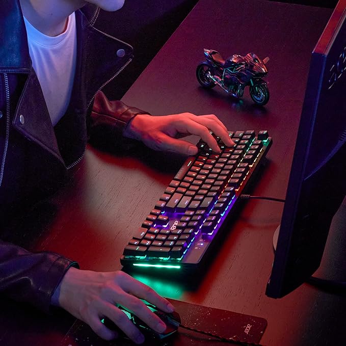 acer Nitro Gen 2 Wired Gaming Keyboard - RGB Illuminated Keyboard | 100% Anti-Ghosting (N-Key Rollover) | Mechanical Axis | Ergonomic Arc Keycaps | Embedded Multimedia Keys (Pack of 1)