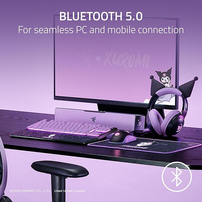 Razer Leviathan V2 X: PC Soundbar - Compact Design - Chroma RGB - USB Type C Power and Audio Delivery - Bluetooth 5.0 - for PC Laptop Smartphones Tablets &amp Nintendo Switch - Kuromi Edition