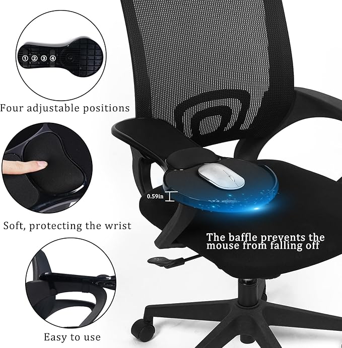 Ergonomic Arm Rest Mouse Pads for Chairs Upgrade Adjustable Chair arm Mouse pad Gaming Covers for Elbows and Forearms Pressure ReliefMouse pad Chair Attachment