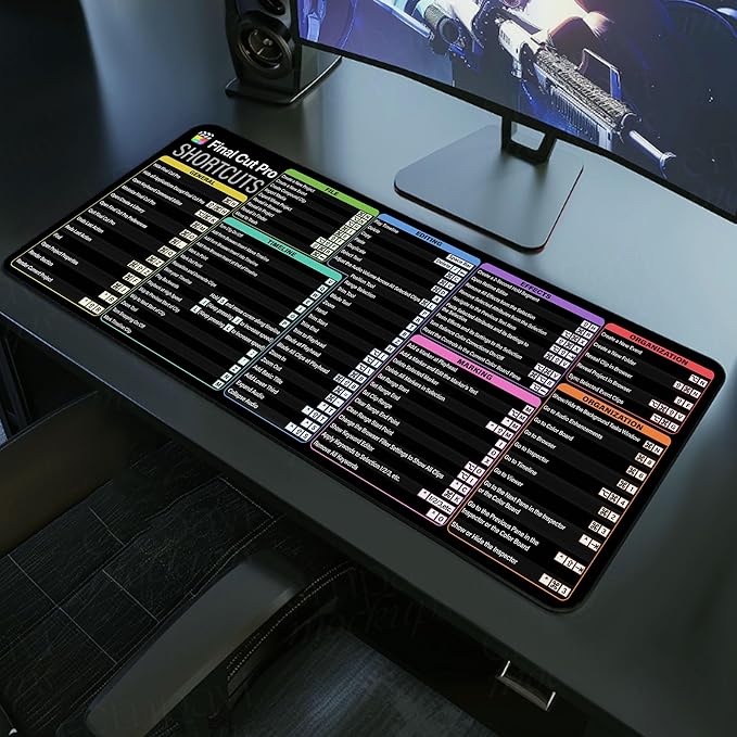 Final Cut Pro Shortcuts Cheat Sheet Mouse Mat KMH Mouse Pad for Mac Users Editors Creators Large Desk Mat Producer Mousepad Essential Computer Accessories for Study Work and Reference Purposes
