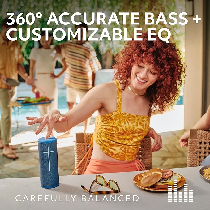 Ultimate Ears Boom 4 Portable Waterproof Bluetooth Speaker with 360-Degree Bold Immersive Crystal-Clear Sound Floating Speaker with 15-Hour Battery and 147ft (45m) Range - Blue