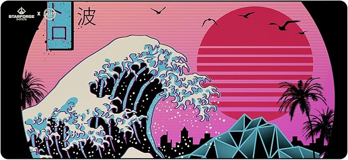 Retro Wave Gaming Desk Mat – Large Extended Mouse &amp Keyboard Pad