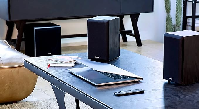 Edifier M601DB Bookshelf Coaxial Bluetooth with Optical &amp Auxiliary Speakers with 8 Inch Wireless Subwoofer 2.1 Computer System Bluetooth 5.1 AptX110W RMS Black