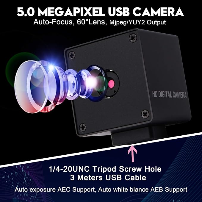 SVPRO 5MP Autofocus USB Camera Module with Box High Definition 2592x1944 Mahine Vision CMOS OV5640 Industrial Camera