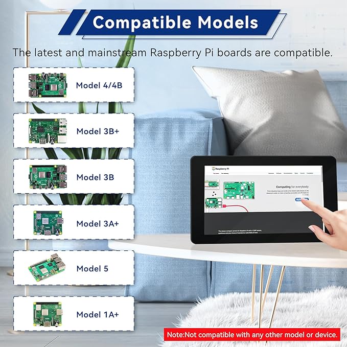 7 Inch Raspberry Pi Screen Touchscreen Monitor 800x480 IPS DSI Display for Raspberry Pi 5/4/3 MIPI Driver-Free Interface