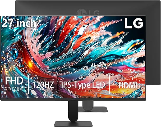 LG 27 Inch IPS Monitor Full HD (1920 x 1080) Display 120Hz 1ms MBR 99% sRGB HDR10 WebOS Tilt Adjustable HDMI x 1 Borderless Display for Gaming and Office