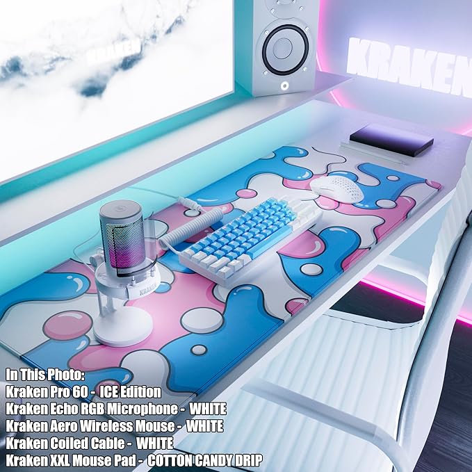 Kraken Gaming Mouse Pad Large Cotton Candy XXL Mouse Pad for Gaming - Desk Mat for Keyboard - Thick Artisan Mousepad for Desk (Cotton Candy Drip)