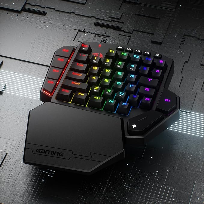 Redragon K585 PRO Wireless One-Handed Mechanical Keyboard 42 Keys 3-Mode RGB 40% Gaming Keypad w/ 7 Onboard Macro Keys Detachable Wrist Support Rechargeable Battery (Red Switch)