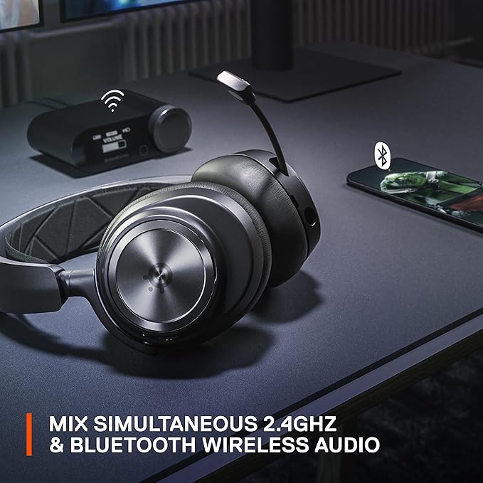 SteelSeries Arctis Nova Pro Wireless Multi-System Gaming Headset - Premium Hi-Fi Drivers - Active Noise Cancellation - Infinity Power System - ClearCast Gen 2 Mic - PC PS5 PS4 Switch Mobile