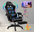TBQATNTS 7-Point Massage Gaming Chair with RGB Lighting and SpeakersErgonomic Gaming Chair with footrest and Headrest and Lumbar Pillow Video Game ChairsAdults High Back Gaming ChairBlack