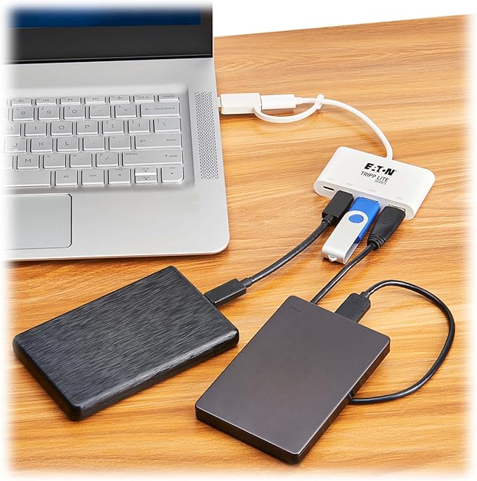 Tripp Lite 4-Port USB-C Hub for Laptop 2 USB-A &amp 2 USB-C Ports - USB 3.2 Gen 2 with 10 Gbps Data Transfer Thunderbolt 3 Compatible No Software Needed White 3-Year Warranty (U460-004-2A2C-3)