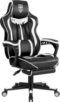Vonesse Gaming Chair with FootrestReclining Computer Gaming Chair for AdultsBig and Tall Gamer Chair with MassageErgonomic High Back (White/Black)