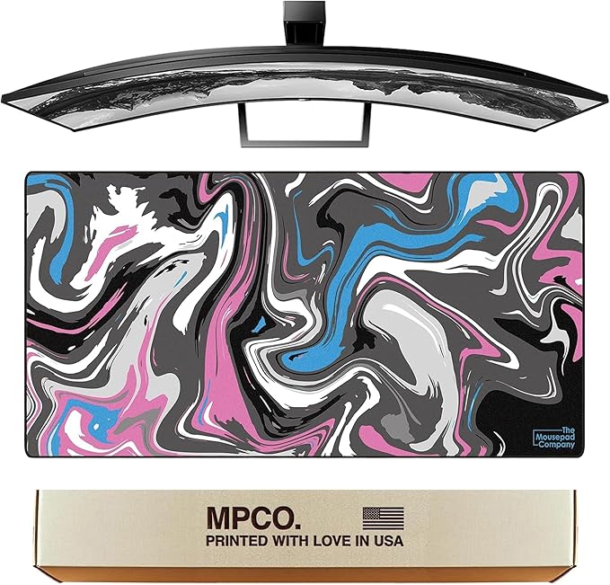 MPCO. Original Large Gaming Desk Mat – 36 x 17 Aeroglyde Strata Blue &amp Pink Full Desk Mouse Pad for Smooth Precision – Non-Slip Washable Extra-Large PC Mouse Pad for Gaming Sessions