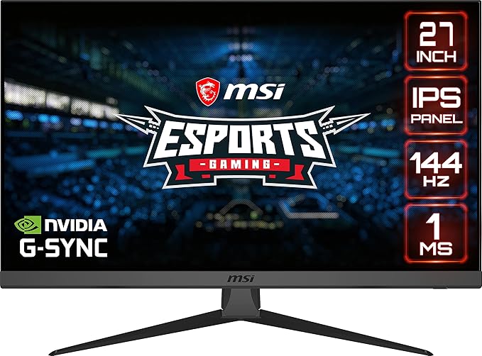msi G272 27 Gaming Monitor 1920 x 1080 (FHD) IPS 1ms 144Hz FreeSync HDMI Displayport Tilt