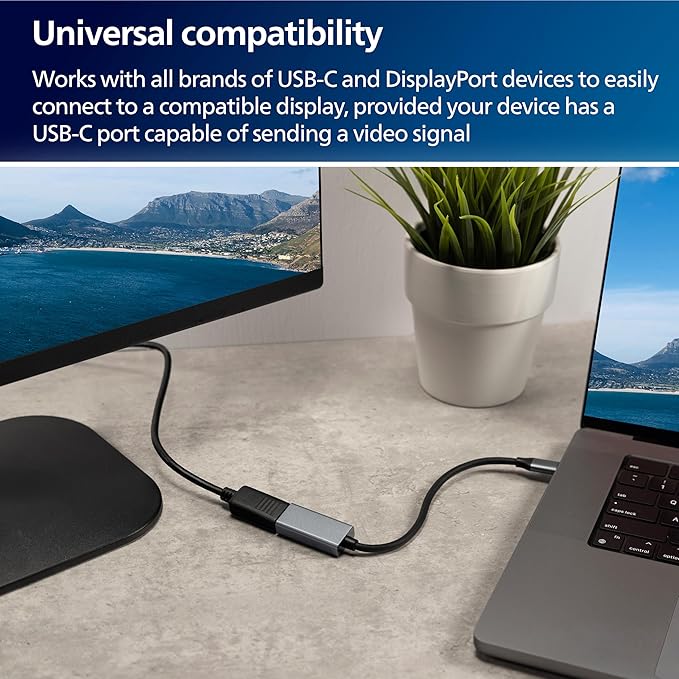 Philips USB C to DisplayPort Adapter [8K UHD @ 60Hz 4K HD @ 144Hz] Type C USB C Adapter 32.4 Gbps Data Transfer Speed for MacBook Pro MacBook Air iPad Pro XPS 15/13 Spectre Surface SWL9753S/37