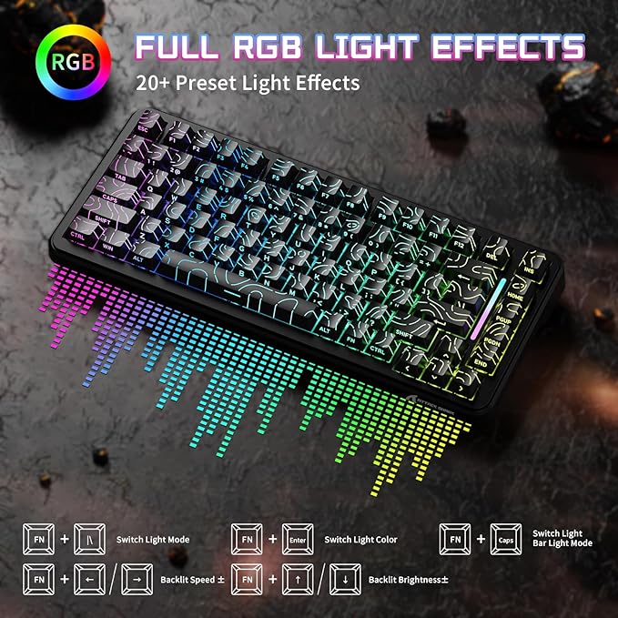 Attack Shark X82PRO HE 75% Wireless Rapid Trigger Gaming Keyboard Hall Effect Magnetic Switch Keyboard with 0.01mm RT Adjustable Actuation 8Khz Polling Rate Hot-Swap RGB for PC Gamer (Black)