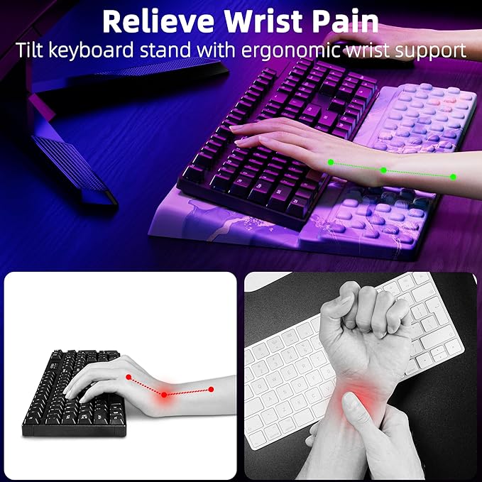 Ospelelf Computer Keyboard Stand Tilt with Wrist Rest Comfy Ergonomic Keyboard Riser Holder for Desktop