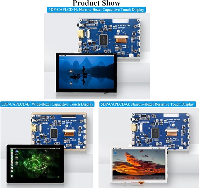 5inch HDMI Touch Screen 1024x600 Capacitive Touch IPS Display Compatible with Raspberry Pi 5/4B/3B+/3B/Zero 2W/Zero W/Zero/Pico/Pico W Win 11/10/8.1/8/7 /Jetson Nano (Wide-Bezel Capacitive Touch)