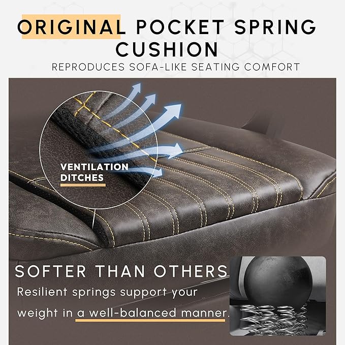 Dowinx LS-665TE7A Gaming Chair Breathable PU Leather Gamer Chair with Pocket Spring Cushion Ergonomic Computer Chair with Massage Lumbar SupportAdjustable Swivel Task Chair with Footrest
