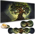 Gaming Mouse Pad Set Large Gaming Mouse Pad+Keyboard Wrist Rest+Mouse Wrist Rest+Coaster Easy Typing Pain Relief 31.5 × 11.8 inch Desk Mat for Home Office - Life Tree