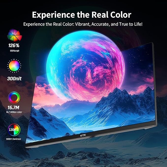 KTC 24.5 Inch 100Hz IPS Computer Monitor - FHD(1920 x 1080P) Anti-Blue Light Screen 126% sRGB 16.7M Support FreeSync and GSync PC Monitor for Casual Gaming and Working