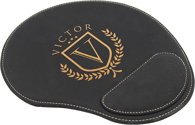 My Personal Memories Custom Engraved and Personalized Mouse Pad with Wrist Rest Desk Accessories (Black with Gold)