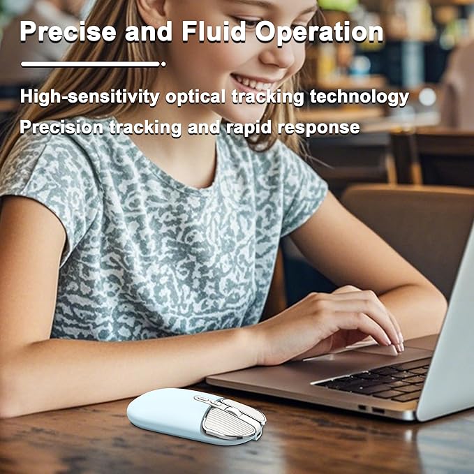 Wireless Mouse Bluetooth Cute Ultra Slim Silent Computer Mice with USB Receiver Dual-Mode 2.4G &amp Bluetooth Rechargeable Portable USB Cordless Mouse for Laptop PC Desktop Tablet Kids Adults Gift B