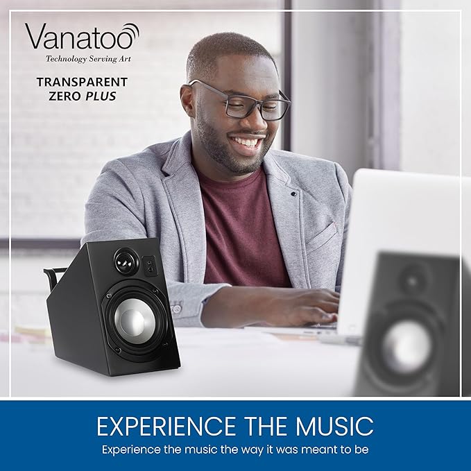Vanatoo Transparent Zero Plus Near Field Studio Monitor Speakers Pair for TV PC Gaming. 120 Watt Powered Speakers for Desktop and Room use. AUX USB Bluetooth Toslink Optical Remote Control.