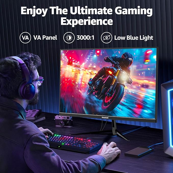 Gawfolk 32 Inch Curved Gaming Monitor 180Hz QHD (2560x1440) 2K Computer Monitor with FreeSync DisplayPort HDMI Wall Mountable Eye Care for Home Office &amp Gaming