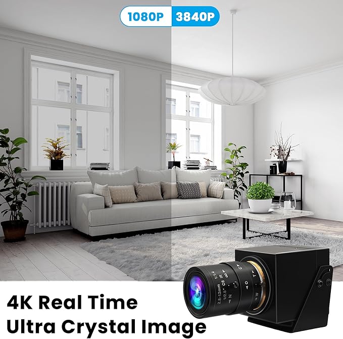 ELP 4K USB3.0 HDMI Webcam - 60fps 8MP 4X Zoom Lens (2.8-12mm) Close-up H.264 Telescope Industrial CCTV