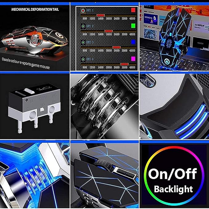 Gaming Keyboard and Mouse ComboUSB Wired for PC Laptop Computer Gamer Mechanical Feel Suspensionfor PC Laptop Computer Game and Work