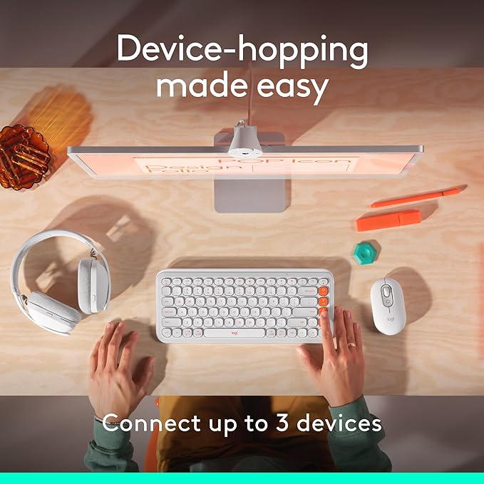 Logitech POP Mouse Compact and Portable Wireless Bluetooth Mouse with Programmable Buttons and Quiet Clicks Easy-Switch Between up to 3 Devices Laptop Tablet PC - Lilac