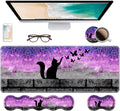 Ergonomic Keyboard Wrist Rest &amp Mouse Pad Wrist Rest Set Large XXL Gaming Desk Mat 31.5x 11.8 with Non-Slip Base Memory Foam Easy Typing Pain Relief for Home &amp Office Black Cat and Butte