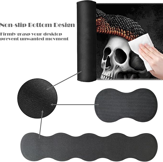 Ergonomic Keyboard Wrist Rest &amp Mouse Pad Wrist Rest SetXL Gaming Desk Mat 31.5x 11.8Non-Slip BaseMemory FoamEasy Typing Pain Relief for Office &amp HomeSword and Skull
