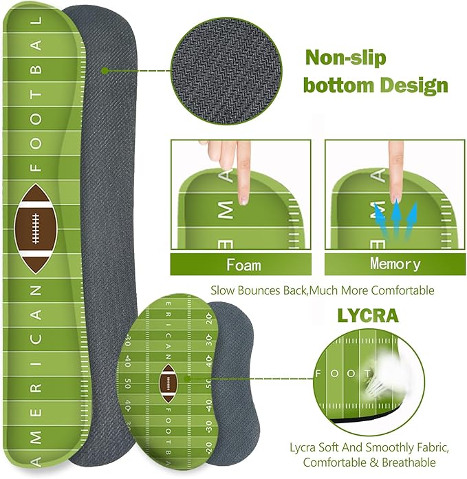 ARTSO Green Desk Mat Set Extended Gaming Mouse Pad with Wrist Rest Support +Keyboard Wrist Rest +Coaster Large Cute Mousepad American Football Field