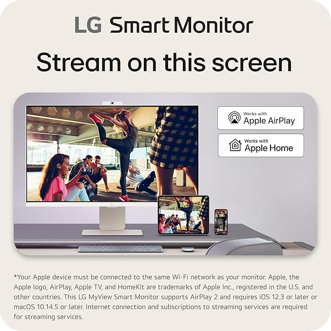 LG 32SR85U-W Smart Monitor 32-inch 4K UHD (3840x2160) IPS Display webOS 23 USB Type-C 90W PD Built-in FHD Webcam &amp Speaker HDR 10 AirPlay 2 Screen Share Bluetooth White