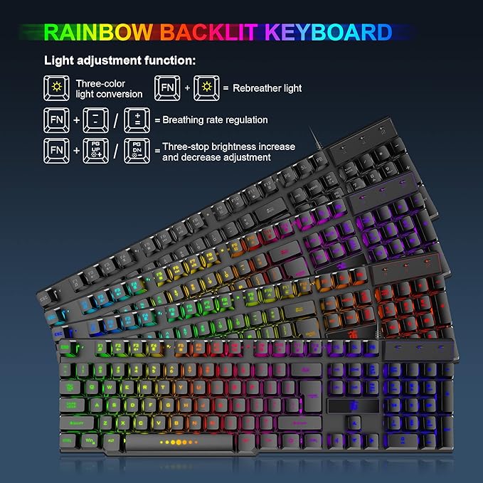Gaming Keyboard and MouseHeadphonesMouse padAll in One Combo for PC Gamers and Xbox and PS4 Users
