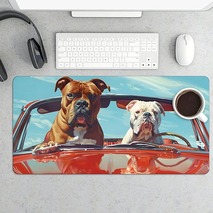 XXL Gaming Mouse Pad Animal Drive Dog XXL Gaming Mouse Pad Large Desk Mat Protector for Desktop Anti-Slip Rubber Extended Computer Keyboard Mat Writing Pad for Work Office 15.7 * 35.4 inB-1756