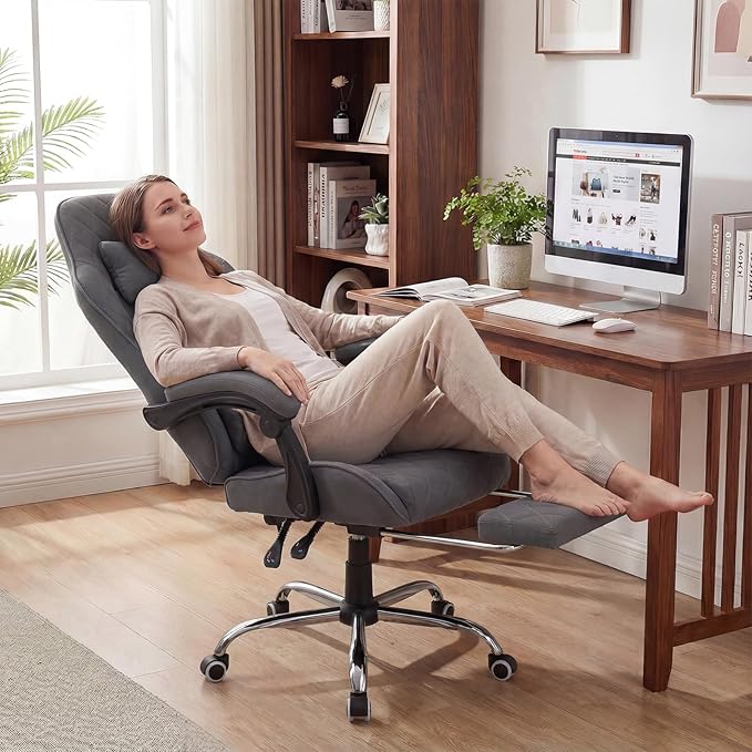 Giantex Gaming Chair Height Adjustable Computer Chair with Headrest Lumbar Support Linkage Armrests Reclining Backrest Footrest &amp 360° Swivel Seat Video Game Chair Ergonomic Office Task Cha