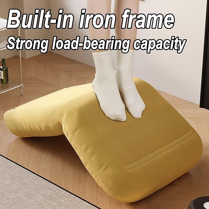 Floor Seat Convertible Sleeper Chair with Pillow No Assembly Required Adjustable in 5 Levels Comfortable and Versatile Ideal for Gaming Reading Meditation(Yellow)