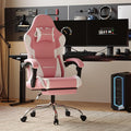 Pink Gaming Chair with Footrest and Massage Lumbar Support Ergonomic Reclining Computer Chair 330lbs with Adjustable Height and Headrest Pillow Cute Aesthetic Esports Chair for Girls Pink